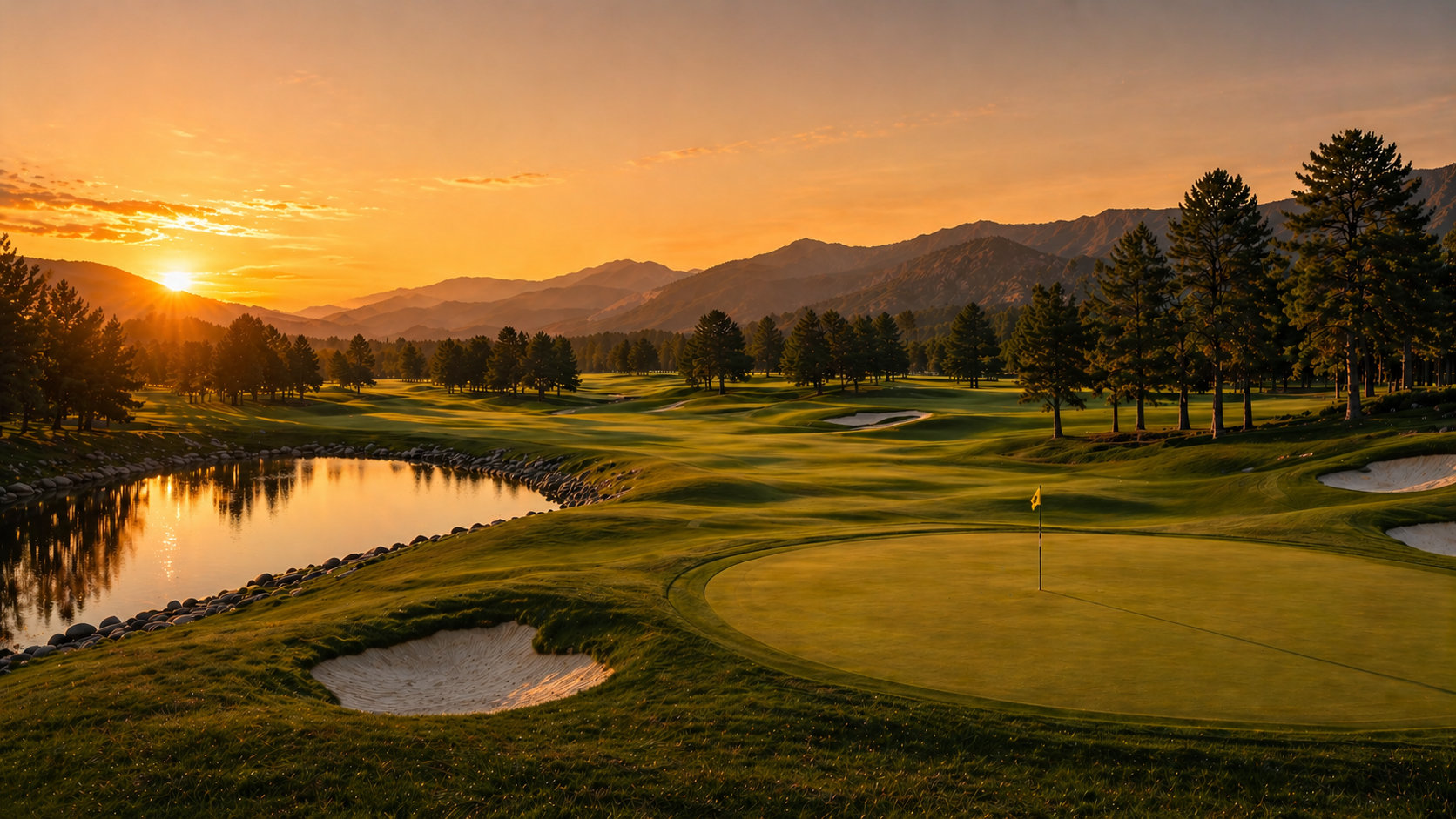 Golf course at sunset, featured by GolfDag